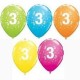 Gimtadienio balionas su skaičiumi "3", 5 vnt.