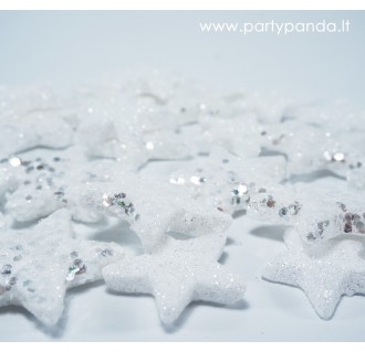Blizgios Kalėdinės dekoracijos-žvaigždės, sidabro spalvos