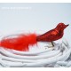Dekoratyvinis paukštelis su plunksna, raudonas
