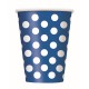 Vienkartinai popieriniai puodeliai, taškuoti, mėlyni (8 vnt./266 ml)
