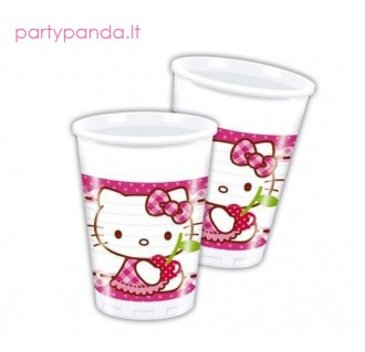Plastikiniai vienkartiniai puodeliai "Hello Kitty" (8 vnt./200 ml)