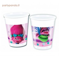 Plastikiniai vienkartiniai puodeliai "Trolls" (8 vnt./200 ml)