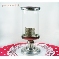 Stiklinė-metalinė žvakidė ant kojelės, h 38,5 cm