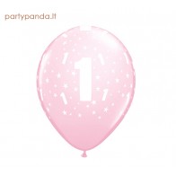 Rožinis balionas su skaičiumi 1