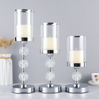 Elegantiška stiklinė/metalinė žvakidė ant aukštos kojelės, h 35 cm