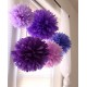Popierinė dekoracija-burbulas "Pom Poms", violetinis smailias galais30 cm